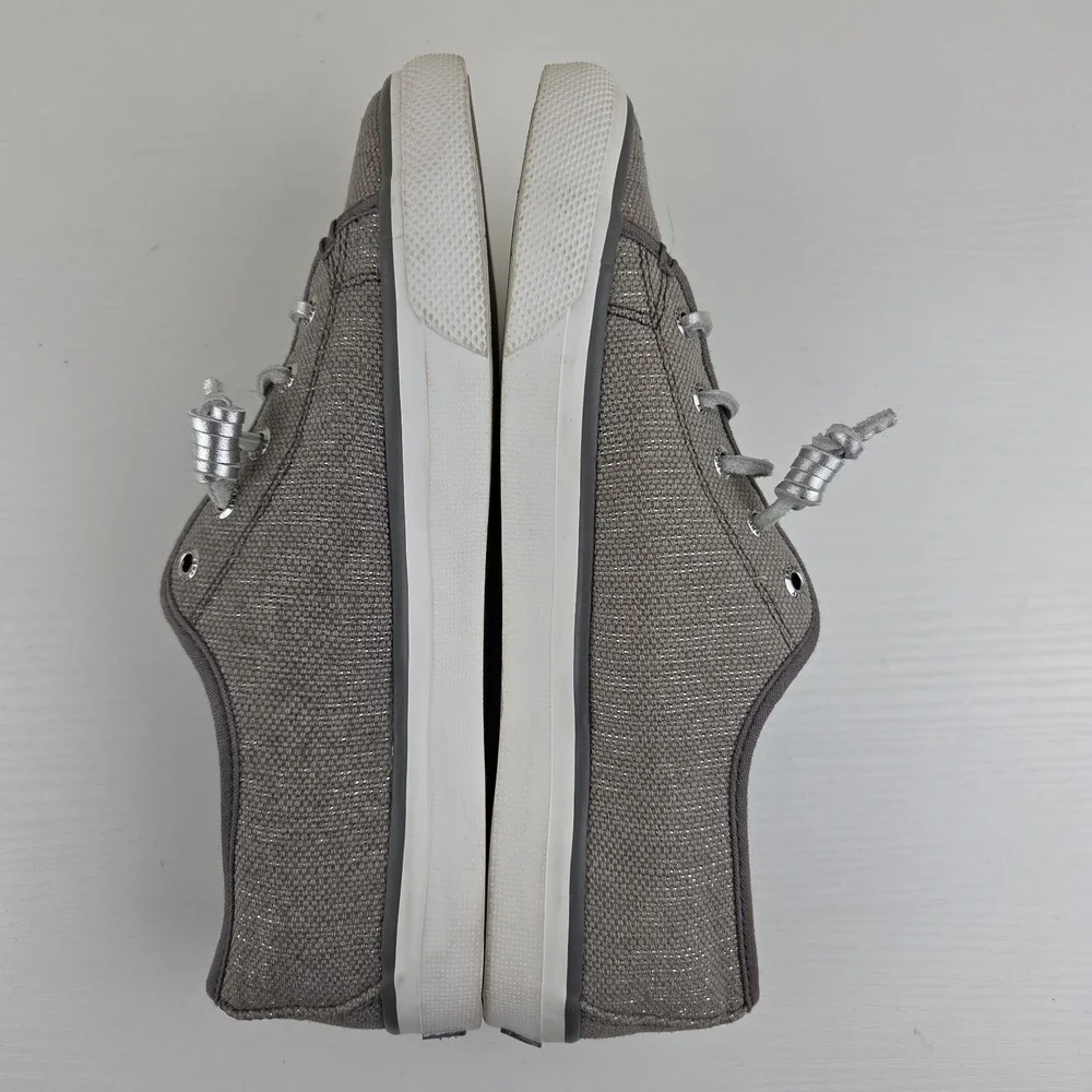 Sperry Top-Sider Seacoast Gray Silver‎ Metallic Canvas Women's Sneaker Size 7 M